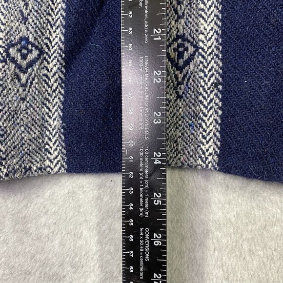 Baja Pullover Hoodie Adult XLg Navy Blue Stripe Hooded Sweatshirt Mexican Jacket - Picture 11 of 11